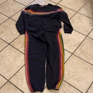 Marine Layer Gray Sweater with Red Trim and matching sweat pants